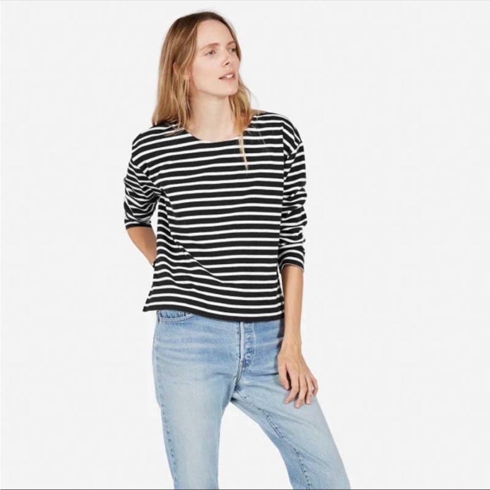 Everlane Striped Boxy Fit Heavy Knit Top Size Small